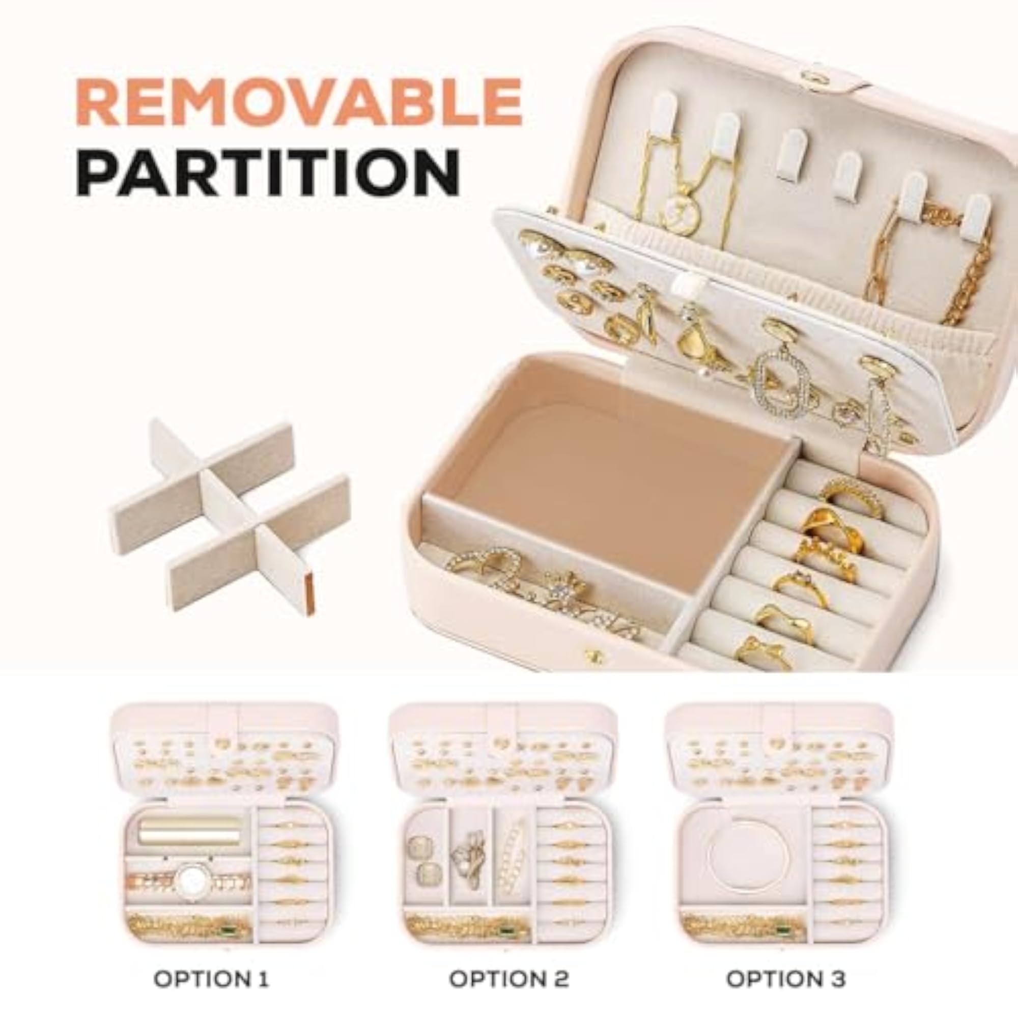 Travel Jewellery Case Pink, PU Leather Organiser Box